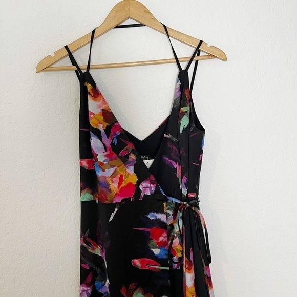 Aidan Mattox Printed Satin Wrap-Front Gown - Picture 3 of 10